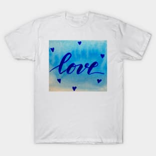 Valentine's Day Watercolor Love – blue T-Shirt